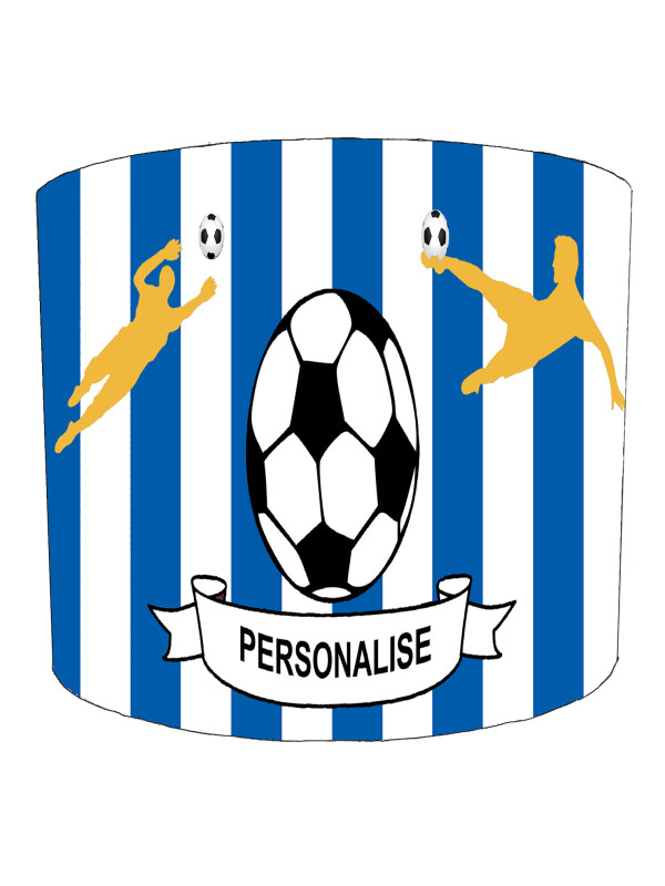 Personalised Blue and White Stripes Football Lampshade